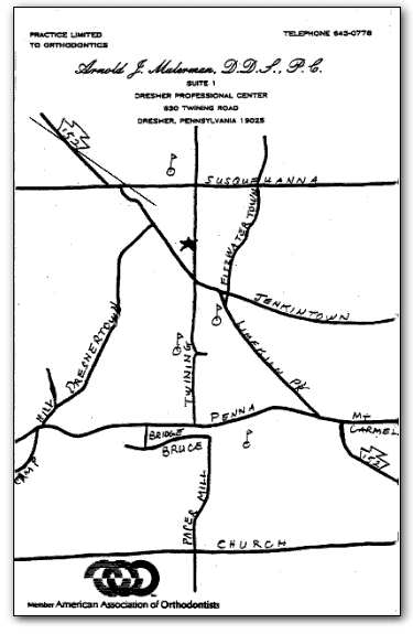 Map to Dr. Malerman's Dresher office